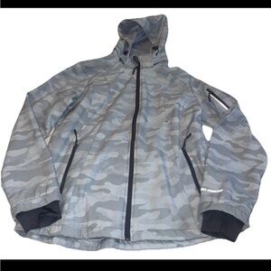 Free Country Women’s super soft shell Jacket Camo Gray Removable Hood Size L